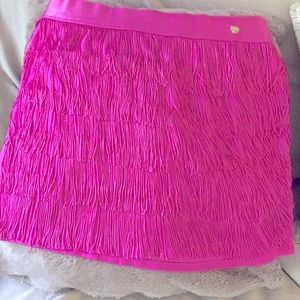 Juicy Couture Pink fringe mini petite skirt size 8/10 new without tags